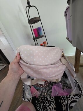 Polka Dot Crossbody Bag - Pale Pink
